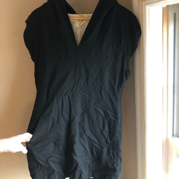 Black wool tunic/dress (with hood and pockets) - Picture 2 of 5